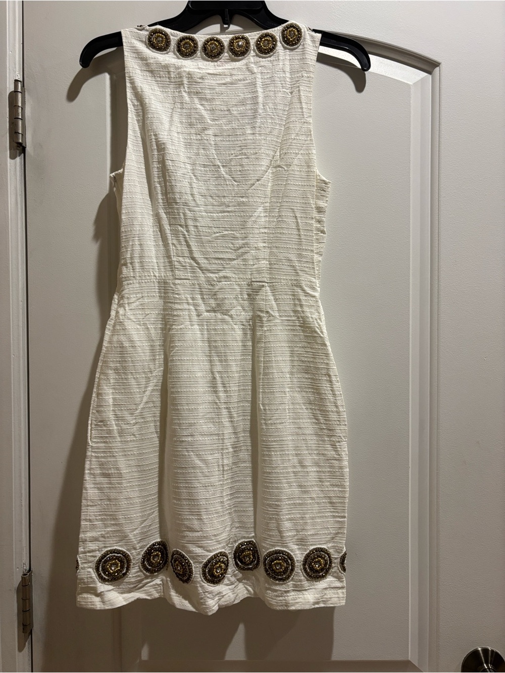 JB by Julie Brown Cream Mini Dress with Gold Embellished Medallions Size 2 - Picture 3 of 10